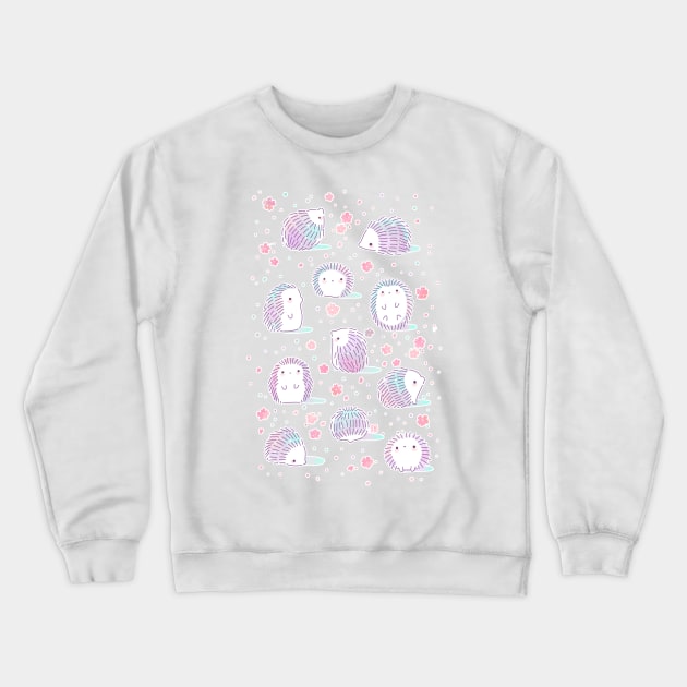 Spring Hedgehog Pattern Crewneck Sweatshirt by Freeminds